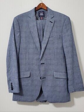 Savile Row Hoxton Blue Gray Plaid Suit 38R